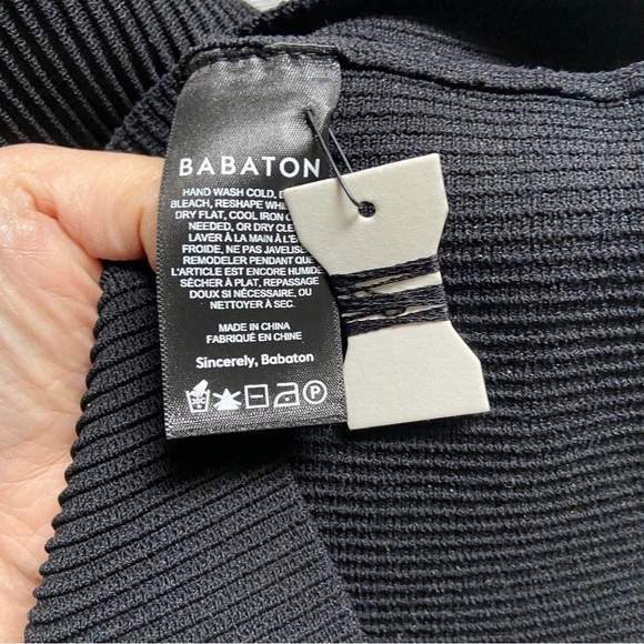 Aritizia Babaton Sculpt Knit Criss Cross Bodycon Dress Black Sz XXS - Picture 8 of 11